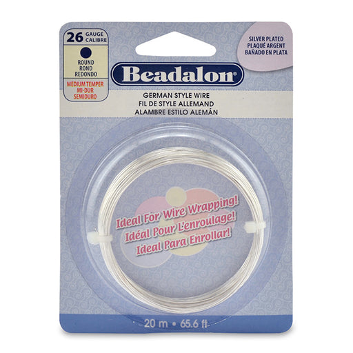 Fil métallique Beadalon rond plaqué argent gauge 26 (0,41mm), 20m (1)