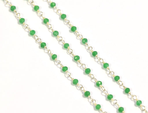 Chaine Rosaire argent 925 et perles onyx vert 2mm par 10 cm