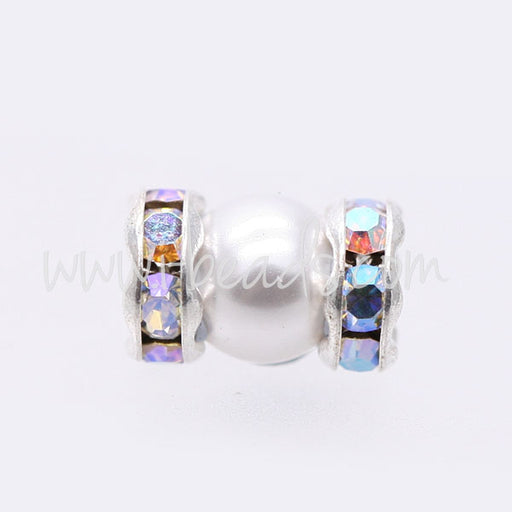 Rondelle strass cristal ab sur métal couleur argenté 6mm (2)
