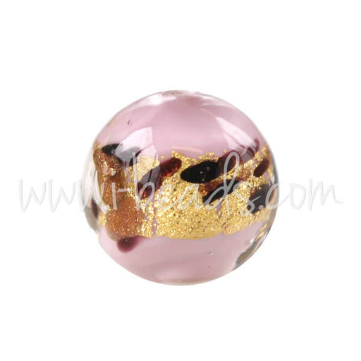 Perle de Murano ronde léopard rose 8mm (1)