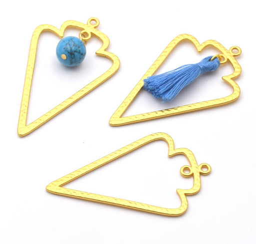 Kaufen Sie Perlen in der Schweiz Zinc Based Alloy Pendant Triangle Matt Gold 53mm (1)