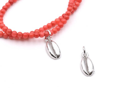Kaufen Sie Perlen in der Schweiz Kauri Schale , Anhänger, Platin Messing, 11mm mit Ring (1)