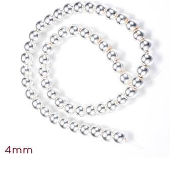 Perles d'hématite reconstituée Argenté 4 mm - 1 rang - 92 perles (vendue par 1 rang)