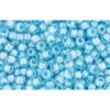 cc351 - perles de rocaille Toho 11/0 crystal/opaque blue lined (10g)