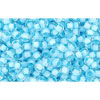 cc976 - perles de rocaille Toho 11/0 crystal/ neon ice blue lined (10g)