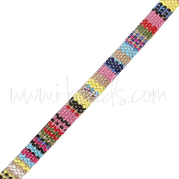 Cordon plat coton ethnique pastel 5mm (1m)