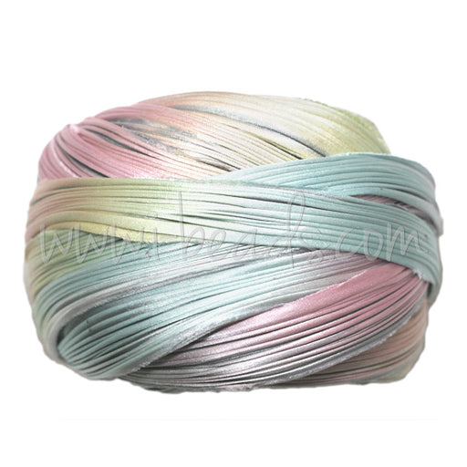 Ruban de soie Shibori silver lining borealis (10cm)