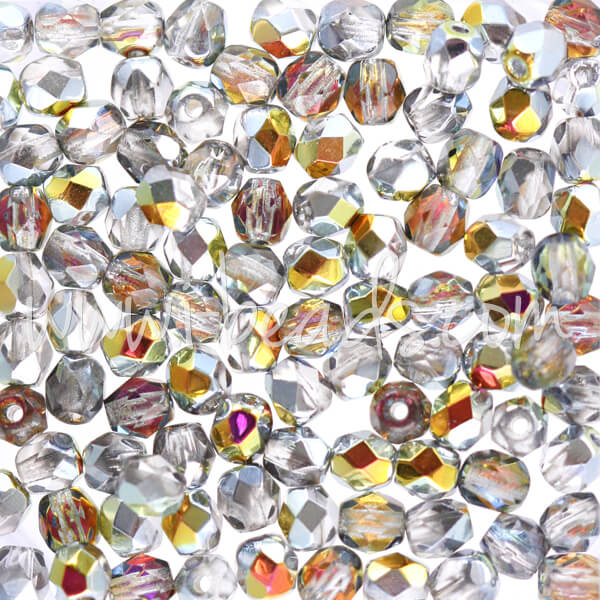 Perles facettes de boheme silver crystal ab 4mm (100)