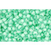cc975 - perles de rocaille Toho 11/0 crystal/ neon sea foam lined (10g)