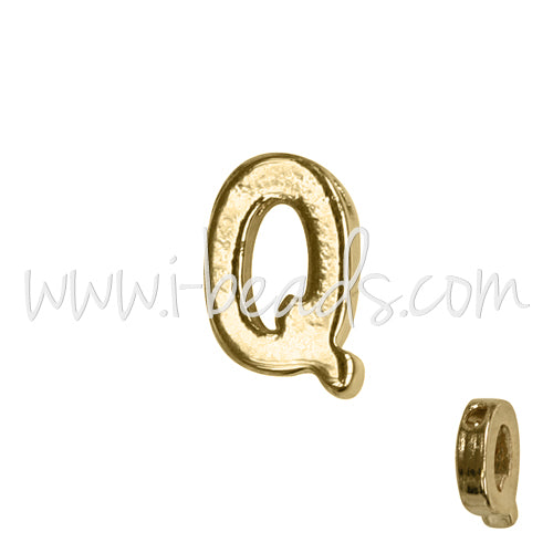 Perle lettre Q doré or fin 7x6mm (1)