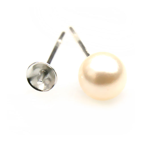 Boucles d'oreilles Clou pour perles monter 6mm argent 925 (2)