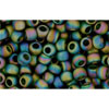 cc180f - perles de rocaille toho 8/0 transparent rainbow frosted olivine (10g)