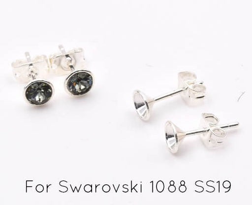 Ohrstecker für Swarovski 1088 SS19-4mm mit abgerundeter Kontur - versilbert (2)