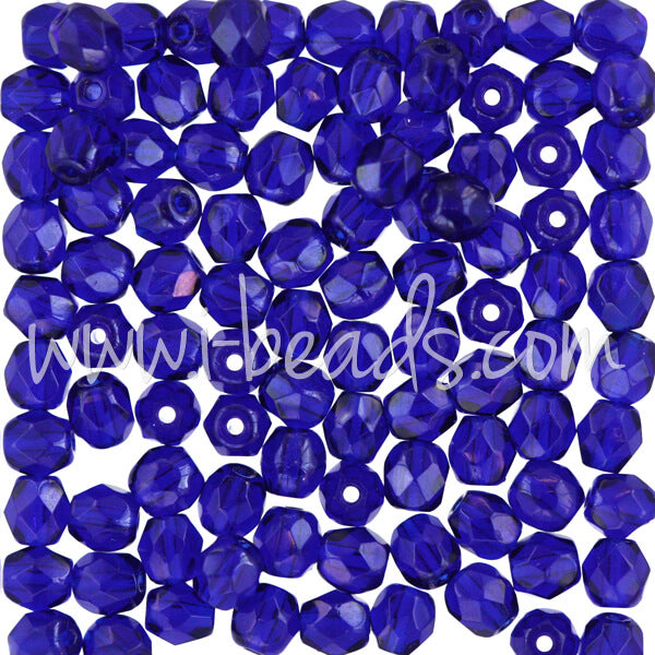 Perles facettes de bohème cobalt 4mm (100)
