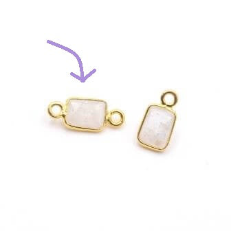 Petit connecteur rectangle Pierre de lune sertis vermeil 15x8mm (1)