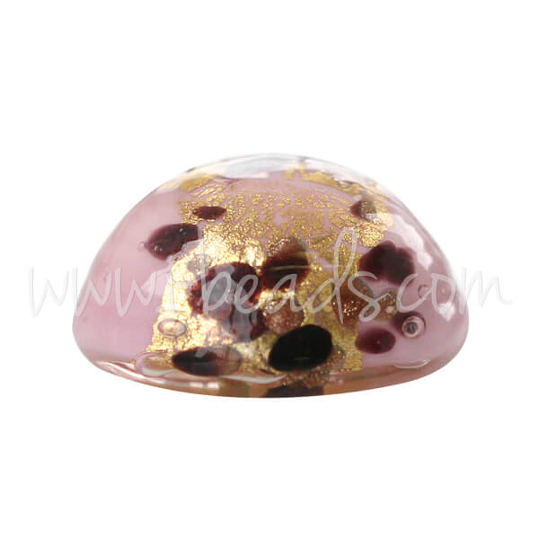 Cabochon verre de Murano léopard rose 20mm (1)