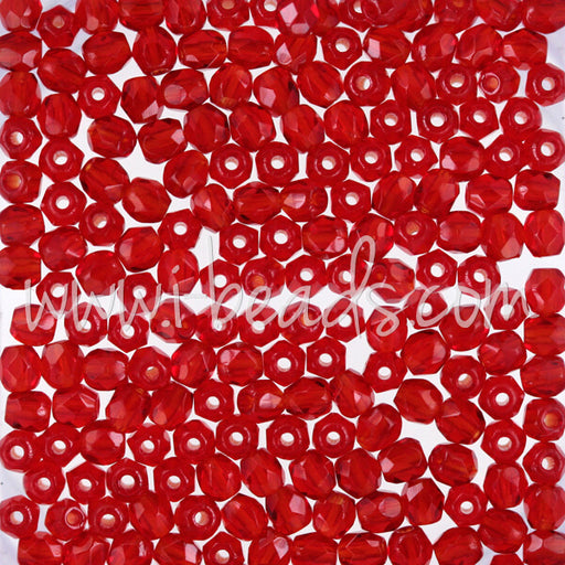 Perles facettes de boheme siam ruby 3mm (50)