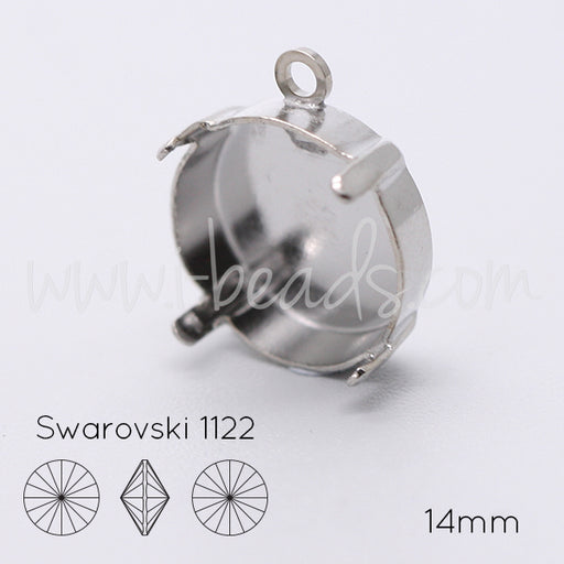 Anhängerfassung für Swarovski 1122 Rivoli 14mm silber-plattiert (1)