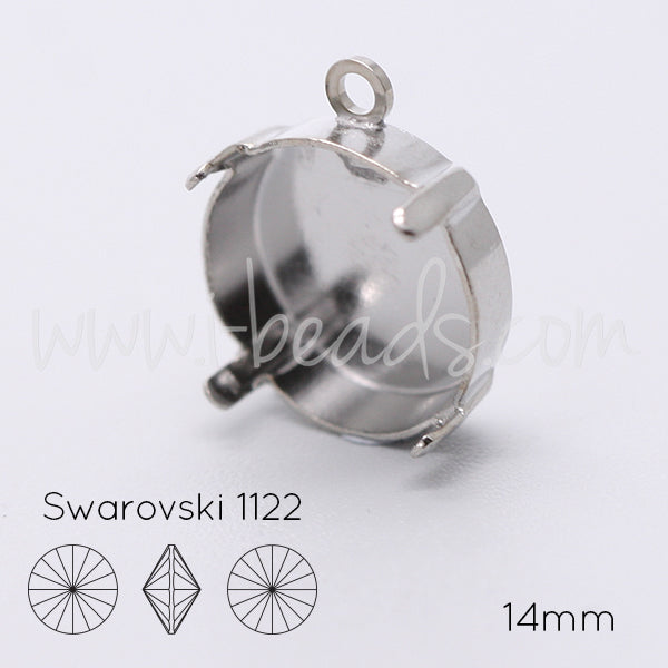 Serti pendentif pour Swarovski 1122 rivoli 14mm argenté (1)