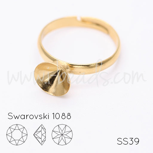 Serti bague ajustable conique pour Swarovski 1088 SS39 doré (1)