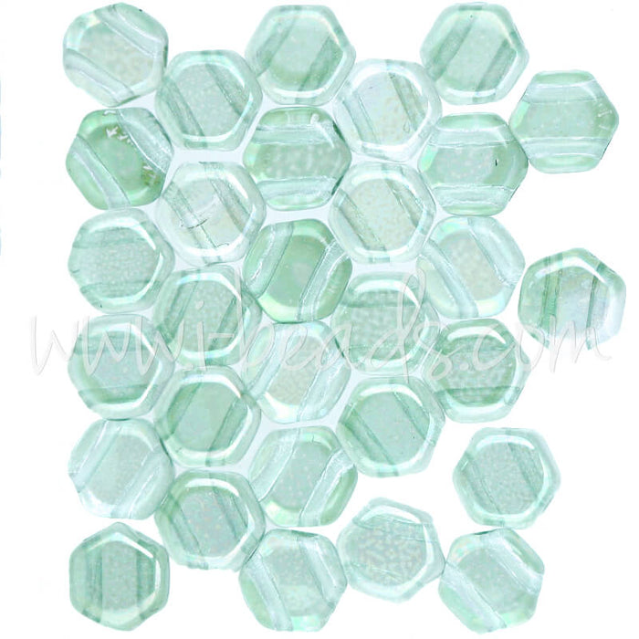 Honeycomb Perlen 6mm light green luster (30)