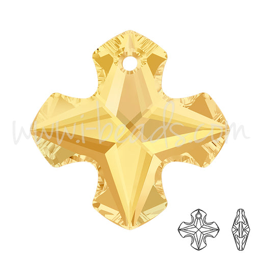 Pendentif croix grecque Swarovski 6867 crystal metallic sunshine jaune18mm (1)