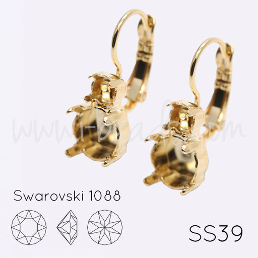 Achat Serti boucle d&#39;oreilles pour Swarovski 1088 SS39 et 4mm-pp31-SS19  doré (2)