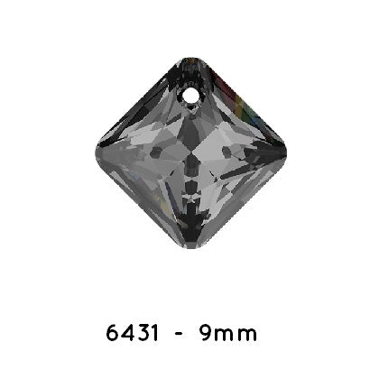 Swarovski 6431 Princess Cut pendentif Crystal SilverNight 9mm (2)