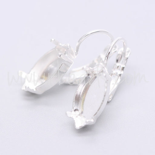 Serti boucle d'oreilles pour Swarovski 4228 navette 15x7mm argenté (2)