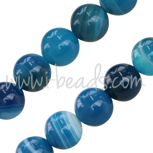 Perles rondes agate bleu 8mm sur fil (1)