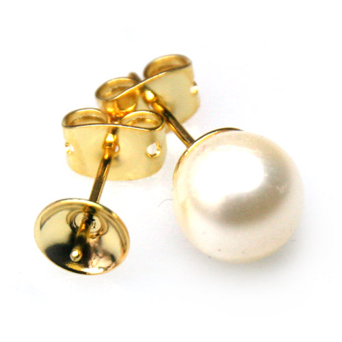 Achat Boucles d&#39;oreilles Clou pour perles à monter 8mm métal doré à l&#39;or fin qualité (2)