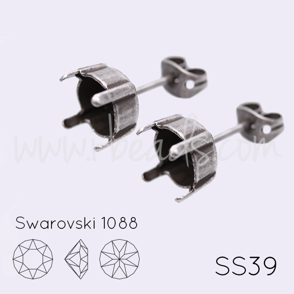 Serti boucle d'oreilles pour Swarovski 1088 SS39 argenté vieilli (2)