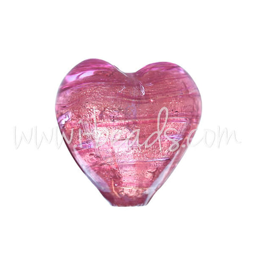 Achat Perle de Murano coeur rubis et or 10mm (1)