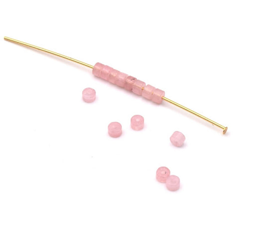 Heishi rondelle en Quartz rose 3x2mm (20 perles)