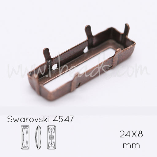 Serti à coudre pour Swarovski 4547 baguette princesse 24x8mm cuivré (1)