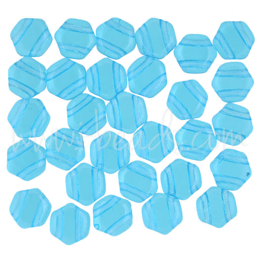 Perles Honeycomb 6mm aqua transparent (30)