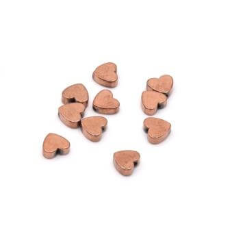 Hématite reconstituée grade AA Coeur doré Or rose brun - 6mm Trou : 1mm (Vente par 10 unités)