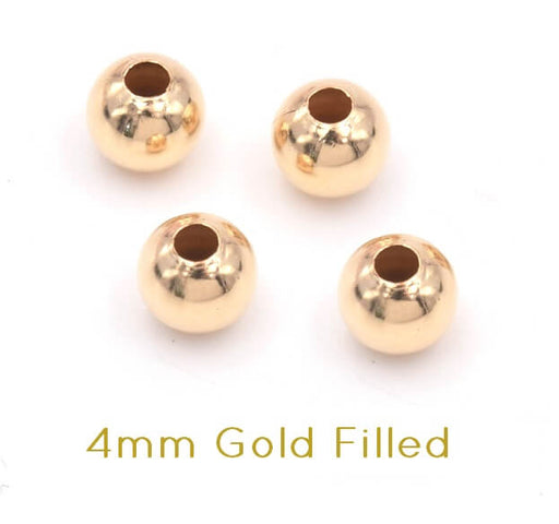 Achat Perles rondes Gold filled 4mm - trou: 1.4mm (4)