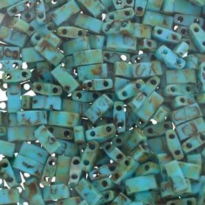 ccTLH4514 -Miyuki HALF tila perlen Opaque Turquoise Blue Picasso 5x2.5mm (35 perlen)