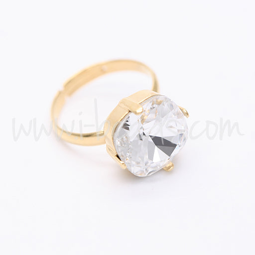 Verstellbare ring fassung gold für Swarovski viereckig 12mm (1)