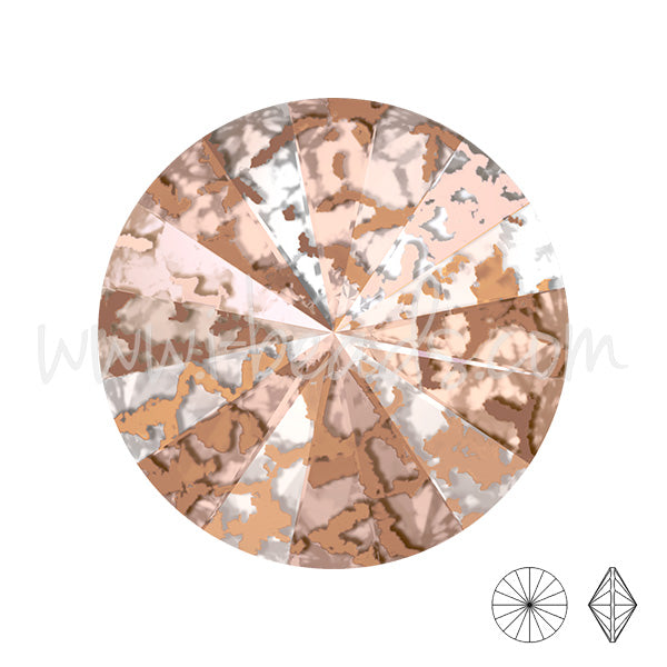 Cristal Swarovski rivoli 1122 crystal rose patina effect 10mm-ss47 (2)