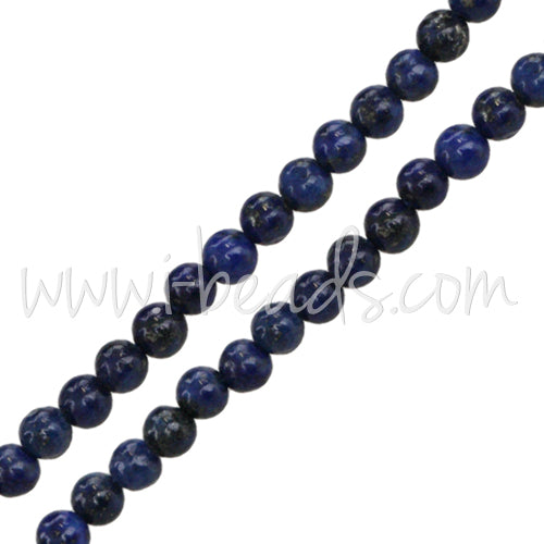 Perles rondes Lapis Lazulis 4mm sur fil (1 rang)