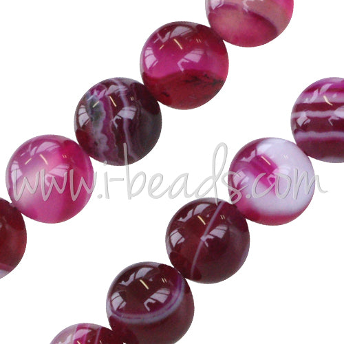Perles rondes agate rose 8mm sur fil (1)