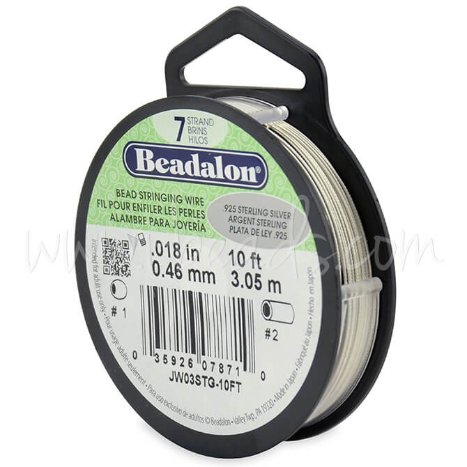 Beadalon fil câble 7 brins en argent 925 0.46mm, 3.05m (1)