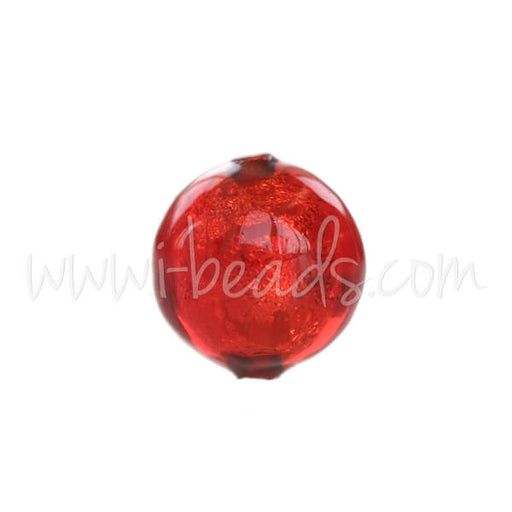 Perle de Murano ronde rouge et or 6mm (1)