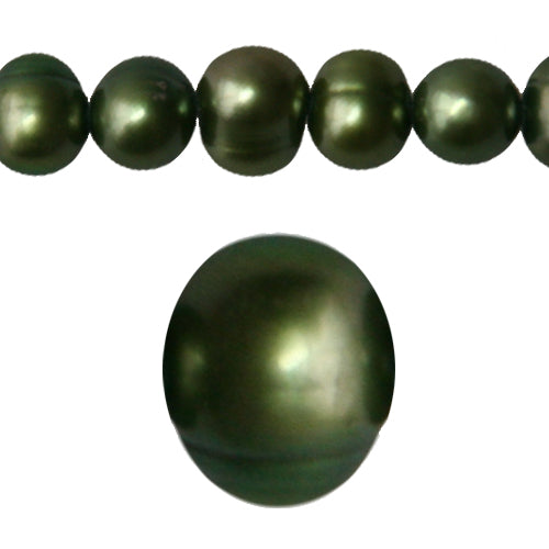 Perles d'eau douce rondes olivine 6mm (1)