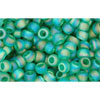 cc164bf - perles de rocaille toho 8/0 transparent rainbow frosted dark peridot (10g)