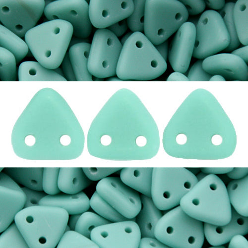 Perles 2 trous CzechMates triangle matte turquoise 6mm (10g)