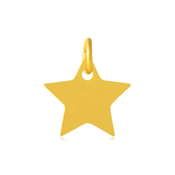 Médaille breloque pendentif motif étoile Acier Inoxydable doré OR avec anneau 12mm (1)