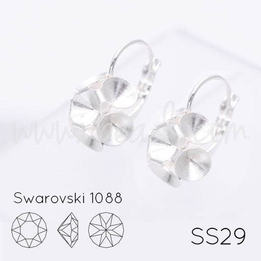 Vertiefte Ohrringfassung für 6 Swarovski 1088 SS29 silber-plattiert (2)